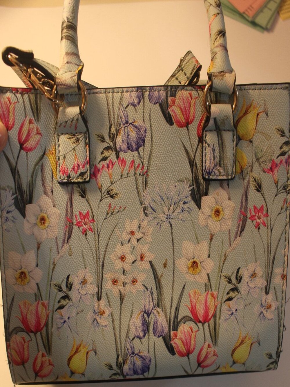ALDO Pastel Blue Floral Satchel with Matching Scarf Bow